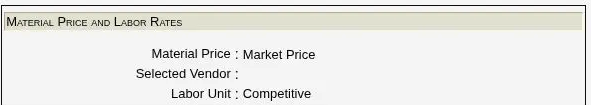 Sanitized Red Rhino estimate showing material pricing, selected vendor, and labor unit settings.